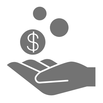 健康保険・雇用保険の給付金申請代行サービスのイラスト（コインを受け取る手）